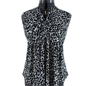 Lily Morgan Sleeveless Blouse in Animal Leopard Print